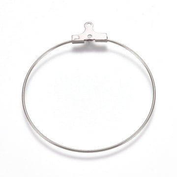 W042 - 10 pcs. 304 Stainless Steel Wine Charm / Earwire Hoop Rings - 35mm - 21 Gauge (0.7mm Thick) - Tarnish Resistant!