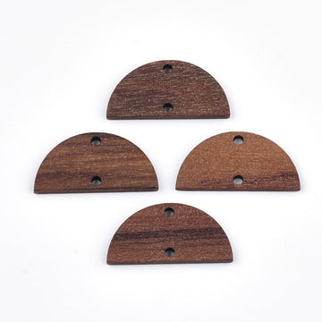 WP0005 - 10 pcs. Brown Wood Half Circle Flat Connectors – 28mm (1.1″) x 14mm (0.56")