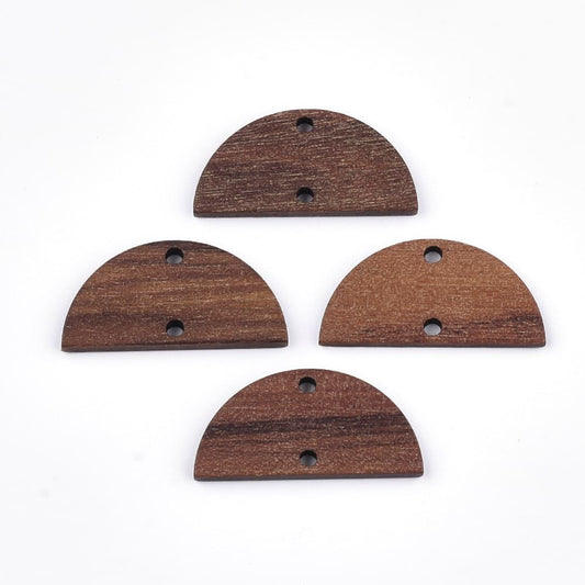 WP0005 - 10 pcs. Brown Wood Half Circle Flat Connectors – 28mm (1.1″) x 14mm (0.56")