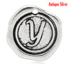 BD170 - 5 pcs. Antique Silver LARGE Letter "Y" Alphabet Letter - 18mm x 18mm - Wax Design