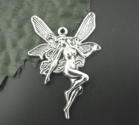 MP0053 - 60 pcs. Antique Silver Fairy Charms Pendants - 21mm x