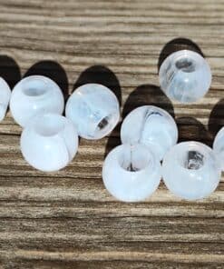 BD943 - 100 pcs White Smoke Acrylic Smooth Ball Spacer Beads - 10mm - Large Hole: 4.8mm - Fits European Cords and Paracord!